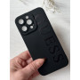 Силіконовий чорний брендовий чохол GUESS на iPhone 14 pro max